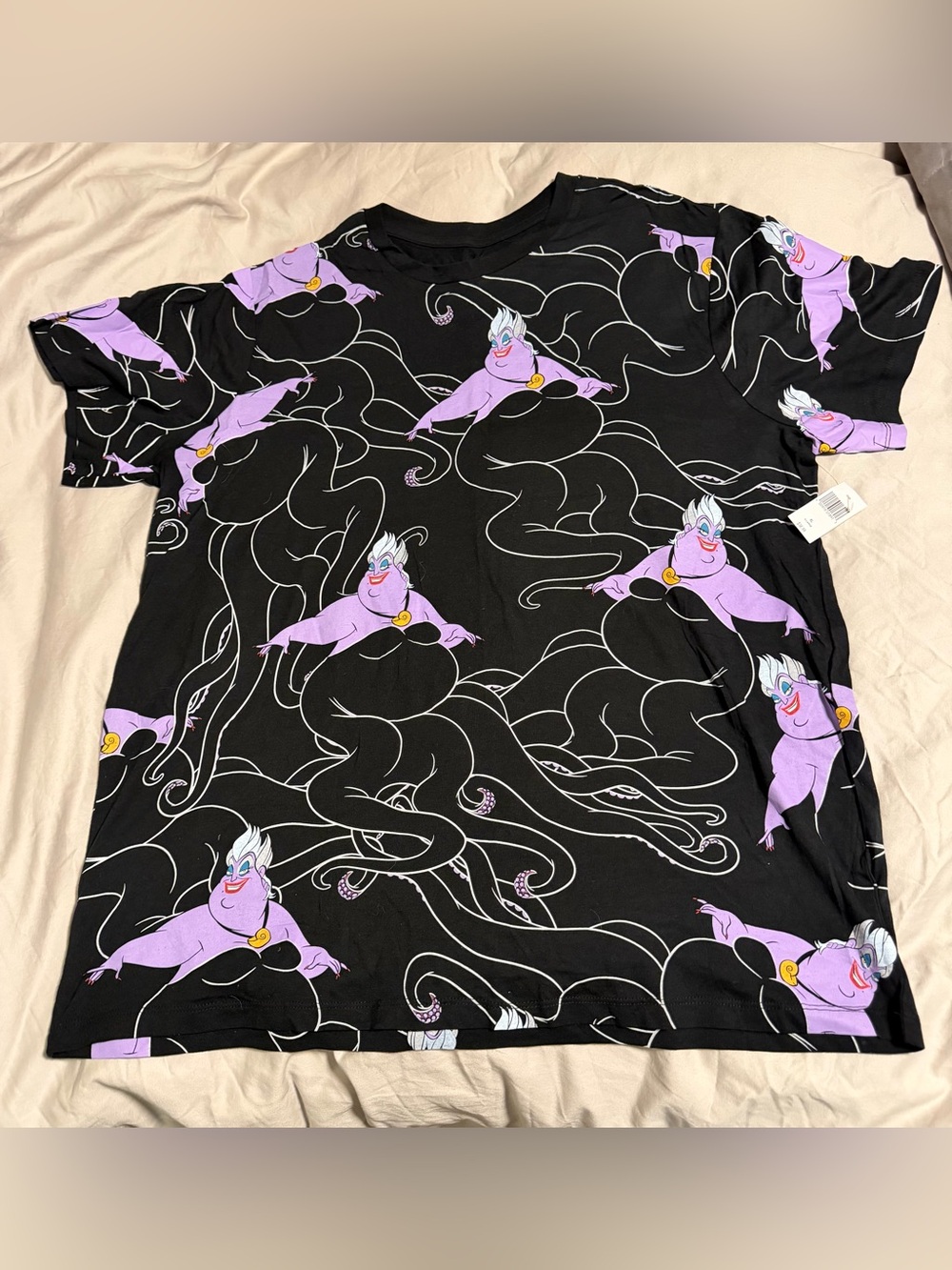 Disney Black Tee with Purple Ursula All-Over Print
